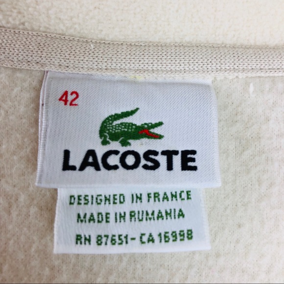 Lacoste Women’s Fleece Zip Up Jacket Mesh Cream 42 - Picture 6 of 7